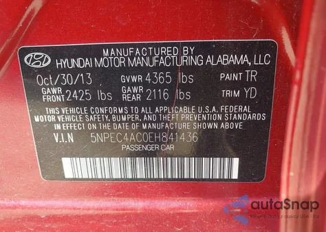 2014 Hyundai Sonata Limited from USA, damaged, VIN 5NPEC4AC0EH841436